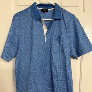 Dunhill XL blue striped collar polo shirt